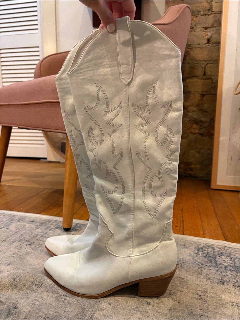 White Cowboy Boots knee high